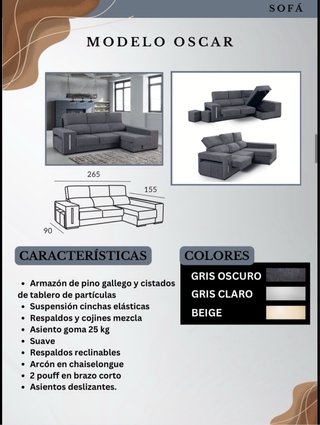 Sofá modular Oscar gris y beige
