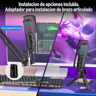 ZealSound BD2 micrófono USB 96kHz RGB metálico