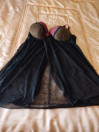 Camisón picardías XXXL negro y morado