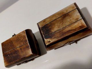 2 mini Joyeros vintage Indios de hueso 1970