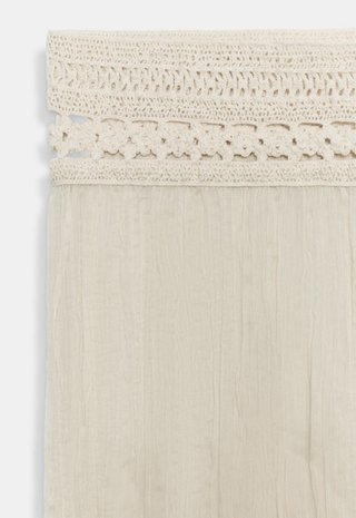 Pantalón gasa beige cintura bordada