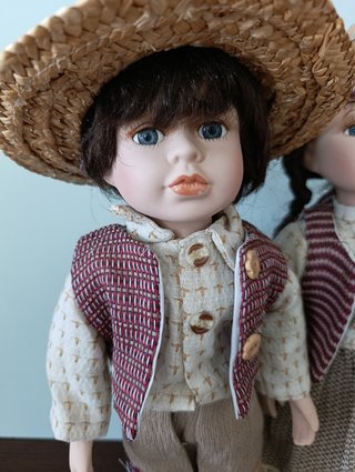 Coppia bambole porcellana vintage stile indiana