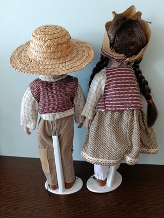 Coppia bambole porcellana vintage stile indiana