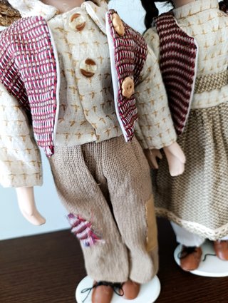 Coppia bambole porcellana vintage stile indiana