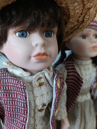 Coppia bambole porcellana vintage stile indiana