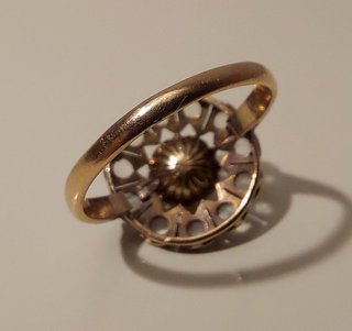 Anillo oro 14k de 1880 con 11 zafiros y perla anti