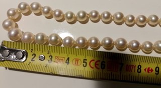 Collar antiguo de 92 perlas de 1950, b. oro y pied