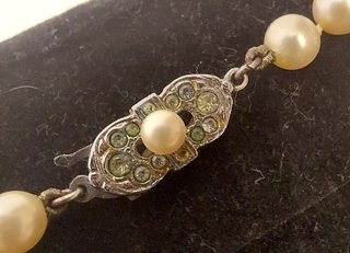 Collar antiguo de 92 perlas de 1950, b. oro y pied