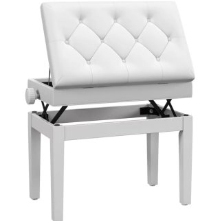 Banqueta de piano blanca con altura ajustable