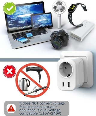 Adaptador Enchufe USA a Europa