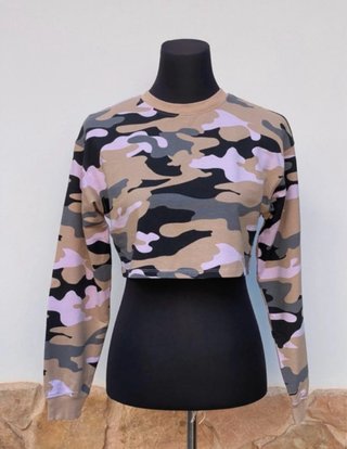 Sudadera Bershka Camuflaje Crop Top