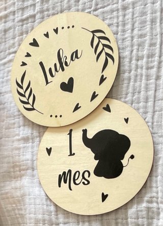 Placas cumplemes bebé madera