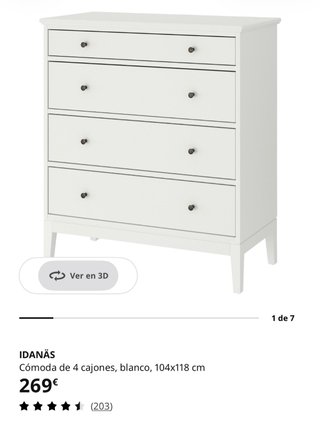 Cómoda IDANÄS 4 cajones blanca 104x118 cm