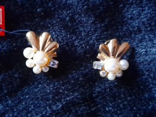 Pendientes Oro 18k Perlas y Circonitas