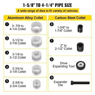 Expansor de Tubo de Escape Hidráulico, Tamaño de 4.1 a 10.8 cm, Incluye Bomba de Pedal de 10 T con 4 Matrices, 2 Estuches de Almacenamiento para Tubos de Cobre y Aluminio en Reparación de Automóviles