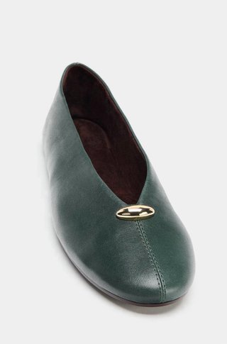 Bailarinas de piel verde con aplique