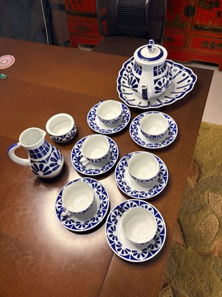 Juego de café Sargadelos azul y blanco