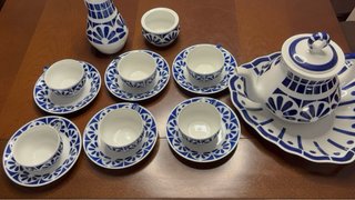 Juego de café Sargadelos azul y blanco