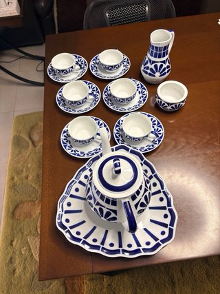 Juego de café Sargadelos azul y blanco