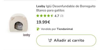 Cama Iglú Gatitos Leeby Borreguito Blanca NUEVA.