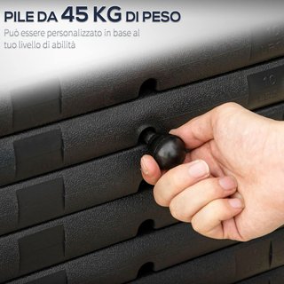 Palestra Multifunzionale per Allenamento Domestico e Professionale, Stazione Fitness in Acciaio con Pesi da 45Kg, 135X103X200Cm, Nero