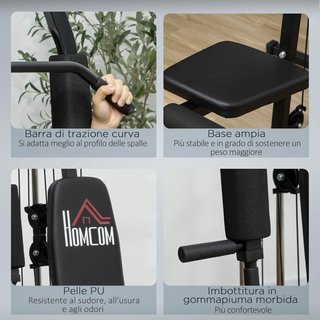 Palestra Multifunzionale per Allenamento Domestico e Professionale, Stazione Fitness in Acciaio con Pesi da 45Kg, 135X103X200Cm, Nero