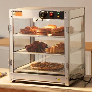 Exhibidor de Comida Caliente Comercial de 3 Niveles, Calentador de Exhibición de Comida de 800W con Luz para Mejorar la Exhibición de Comida, Control de Temperatura de 30℃~85℃, Capacidad Grande de...