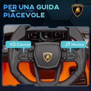 Coche Eléctrico para Niños 3-5Años 12V Licencia Lamborghini Revuelto 3-5Km/H Coche Eléctrico para Niños Puertas de Mariposa, 2 Motores, Suspensiones, Control Remoto, Música, Ruedecillas, Naranja