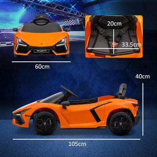 Coche Eléctrico para Niños 3-5Años 12V Licencia Lamborghini Revuelto 3-5Km/H Coche Eléctrico para Niños Puertas de Mariposa, 2 Motores, Suspensiones, Control Remoto, Música, Ruedecillas, Naranja
