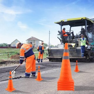 Conos de Seguridad, Paquete de 4 Conos de Tráfico Colapsables de 28 Pulgadas, Conos de Construcción con Collares Reflectantes, Base Ancha y Bolsa de Almacenamiento, para Control de Tráfico, Entren...