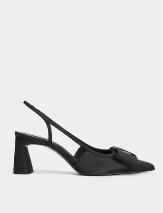 Zapatos tacón destalonados lazo negros