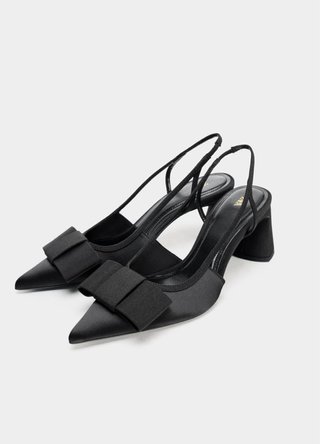 Zapatos tacón destalonados lazo negros