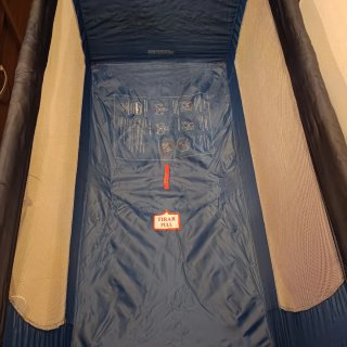 Cuna de viaje plegable azul