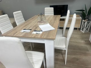 MESA MADERA NUEVA CON 4 0 6 SILLAS EN BLANCO