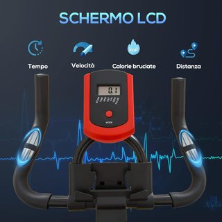 Cyclette Para Casa Con Resistencia Regulable, Cyclette Profesional De Cámara Con Silla Y Manillar Regulables, Monitor LCD, Sensor De Frecuencia Cardíaca, Soporte Para Celular Y Volante De 6Kg, Max...