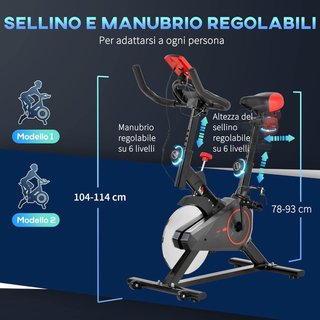 Cyclette Para Casa Con Resistencia Regulable, Cyclette Profesional De Cámara Con Silla Y Manillar Regulables, Monitor LCD, Sensor De Frecuencia Cardíaca, Soporte Para Celular Y Volante De 6Kg, Max...