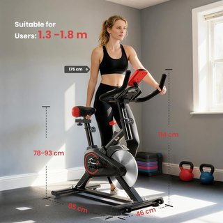 Cyclette Para Casa Con Resistencia Regulable, Cyclette Profesional De Cámara Con Silla Y Manillar Regulables, Monitor LCD, Sensor De Frecuencia Cardíaca, Soporte Para Celular Y Volante De 6Kg, Max...