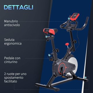 Cyclette Para Casa Con Resistencia Regulable, Cyclette Profesional De Cámara Con Silla Y Manillar Regulables, Monitor LCD, Sensor De Frecuencia Cardíaca, Soporte Para Celular Y Volante De 6Kg, Max...
