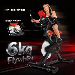 Cyclette Para Casa Con Resistencia Regulable, Cyclette Profesional De Cámara Con Silla Y Manillar Regulables, Monitor LCD, Sensor De Frecuencia Cardíaca, Soporte Para Celular Y Volante De 6Kg, Max...