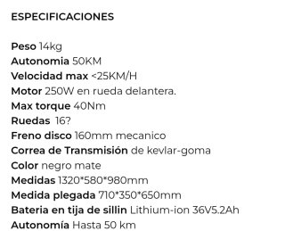 Bicicleta Eléctrica Plegable
