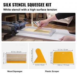 Kit de Serigrafía, 2 Piezas de Marcos de Serigrafía de Aluminio 8x10/10x14in Malla de 110 Cuentas, 2 Cintas y Raspadores de Serigrafía y Películas de Transparencia para Impresión DIY en Camisetas