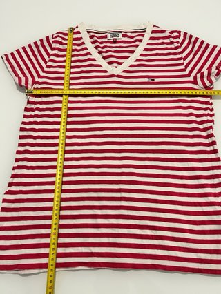T-shirt Tommy Jeans righe rosse bianche taglia XL