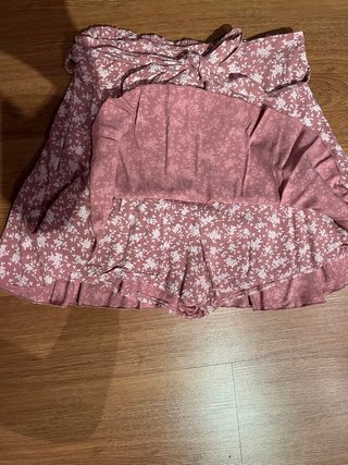 Falda pantalón floral rosa