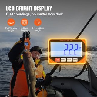 Báscula Digital de Grúa, 660 lbs/300 kg, Báscula Colgante Industrial de Alta Resistencia con Caja de Aluminio Fundido y Pantalla LCD, Grúa Mini Portátil con Ganchos para Granja, Caza, Pesca, Exter...