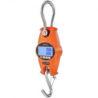 Báscula Digital de Grúa, 660 lbs/300 kg, Báscula Colgante Industrial de Alta Resistencia con Caja de Aluminio Fundido y Pantalla LCD, Grúa Mini Portátil con Ganchos para Granja, Caza, Pesca, Exter...