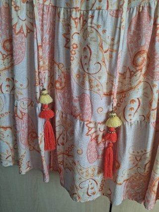 Vestido estampado beige y rosa talla única(grande)