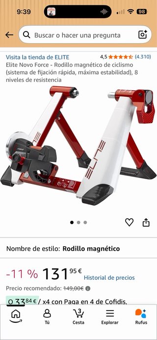 Rodillo Entrenamiento Bicicleta Elite