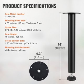 Piernas de Escritorio Ajustables de 406.4MM, Juego de 4 Piernas de Muebles de Oficina de Acero Reforzado para DIY, Capacidad de Carga de 1200 lbs Piernas de Escritorio de Alta Resistencia, Piernas...