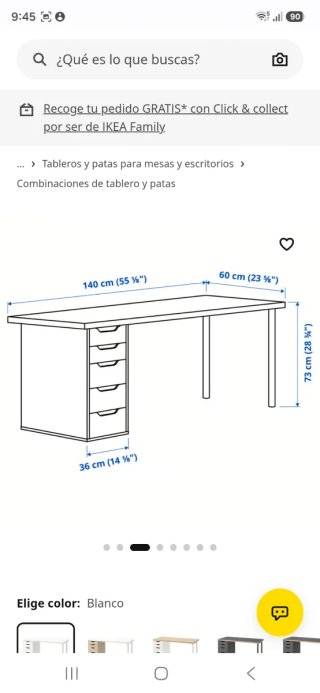 Escritorio IKEA LAGKAPTEN/ALEX Blanco