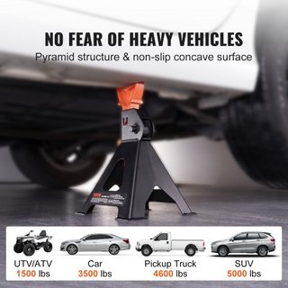 Soportes de Gato, Soportes de Gato de 3 Toneladas (6,000 lbs) de Capacidad, Altura Ajustable de 10.8-16.3 pulgadas, para levantar SUV, Camioneta, Coche y UTV/ATV, Rojo, 1 Par